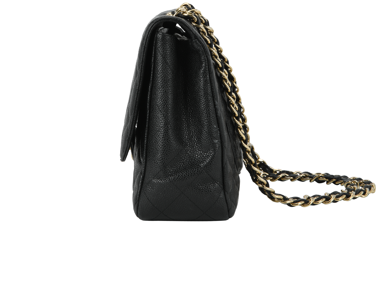 Jumbo Classic Single Flap, &pound;3,800, Handbags, Black, Coated Canvas, Bottom view